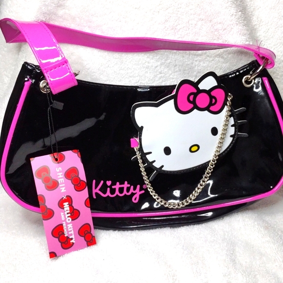 Hello Kitty * Shein Sanrio black/ pink mirror purse - Picture 1 of 5